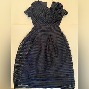 Boohoo Navy Blue Full A-Line Skirt Midi Dress Size 10